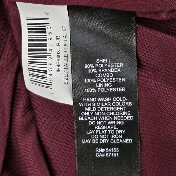 Jessica Howard Dress Size 6P Burgundy Velvet Rosette Winter Holiday Party - Picture 8 of 8